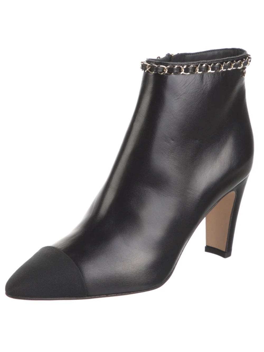 CHANEL Interlocking CC Logo Black Lambskin Short Boots